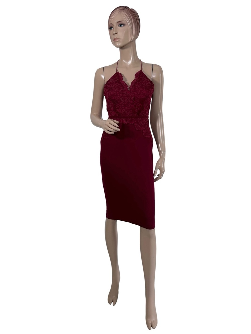 Debbie Dabble Lace Halter Dress Red Cocktail Party Size 10